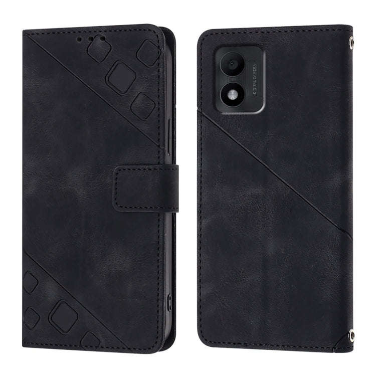 For TCL 303 Skin Feel Embossed Leather Phone Case(Black)