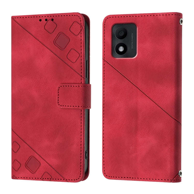 For TCL 303 Skin Feel Embossed Leather Phone Case(Red)