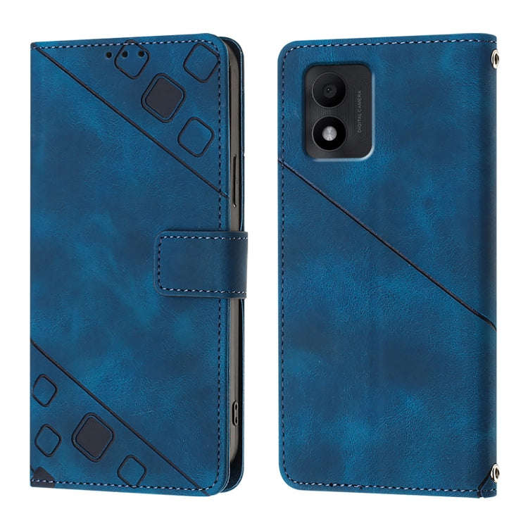 For TCL 303 Skin Feel Embossed Leather Phone Case(Blue)