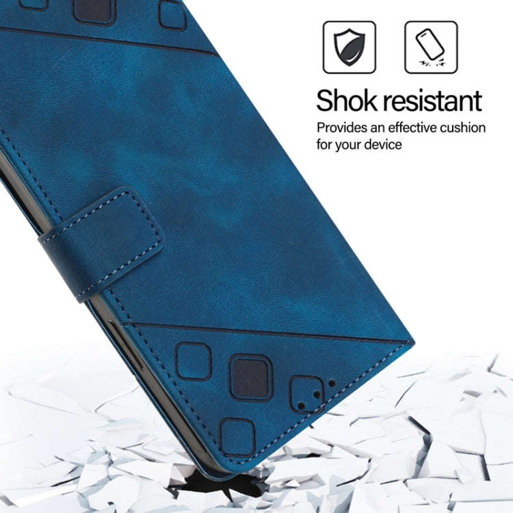 For TCL 303 Skin Feel Embossed Leather Phone Case(Blue)