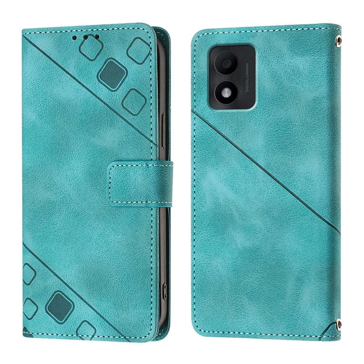 For TCL 303 Skin Feel Embossed Leather Phone Case(Green)
