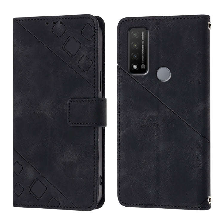 For TCL 20 R 5G Skin Feel Embossed Leather Phone Case(Black)