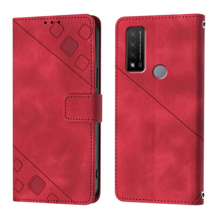 For TCL 20 R 5G Skin Feel Embossed Leather Phone Case(Red)