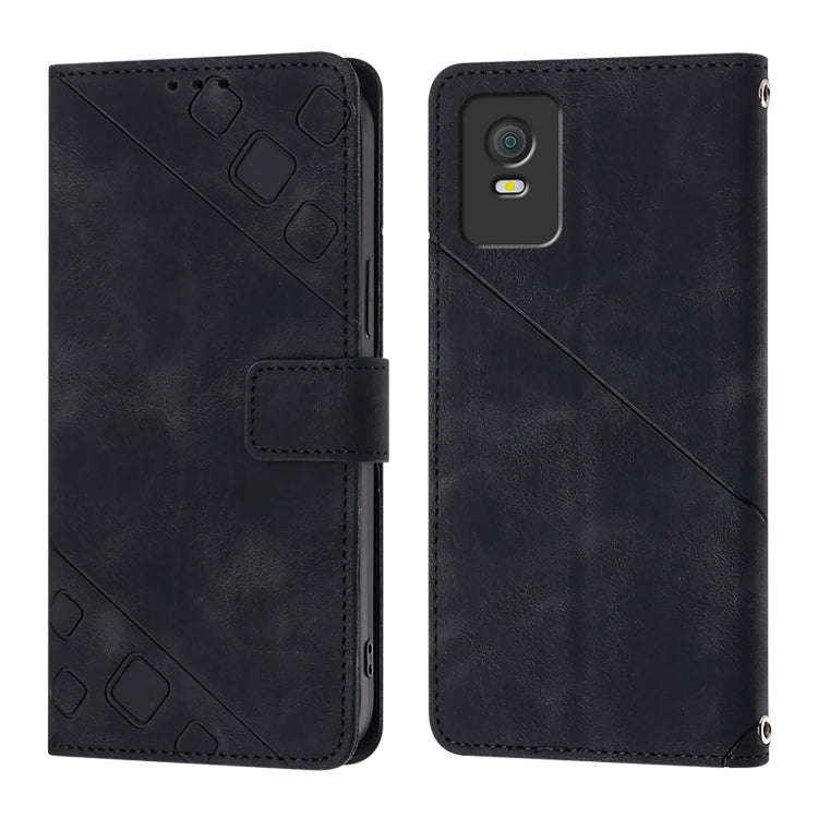 For TCL 403 Skin Feel Embossed Leather Phone Case(Black)