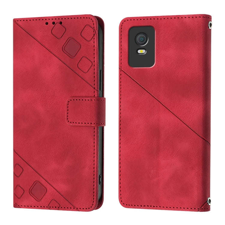 For TCL 403 Skin Feel Embossed Leather Phone Case(Red)
