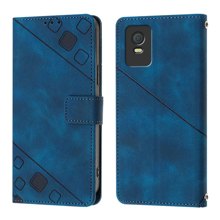 For TCL 403 Skin Feel Embossed Leather Phone Case(Blue)