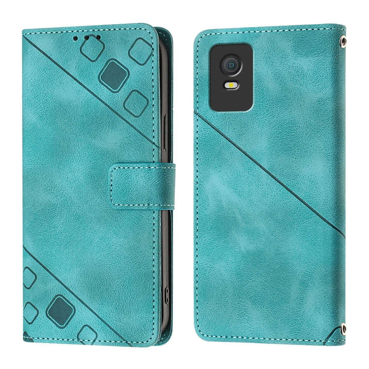 For TCL 403 Skin Feel Embossed Leather Phone Case(Green)