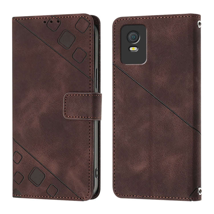 For TCL 403 Skin Feel Embossed Leather Phone Case(Brown)