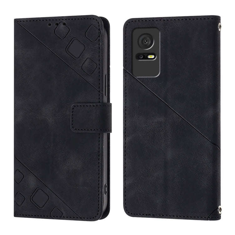 For TCL 405 / 406 / 408 Skin Feel Embossed Leather Phone Case(Black)