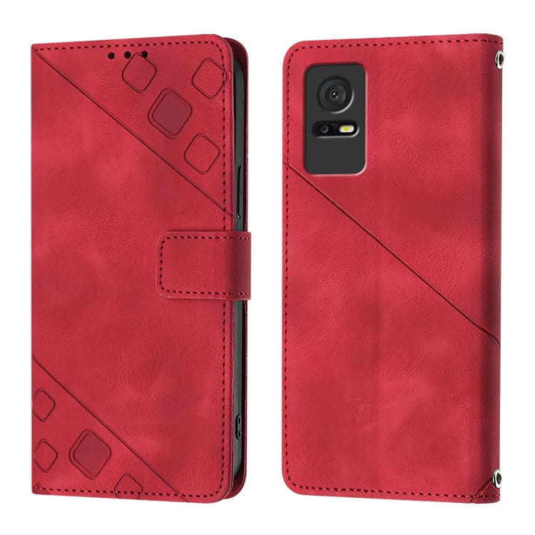 For TCL 405 / 406 / 408 Skin Feel Embossed Leather Phone Case(Red)