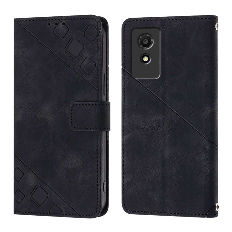 For TCL 501 Skin Feel Embossed Leather Phone Case(Black)