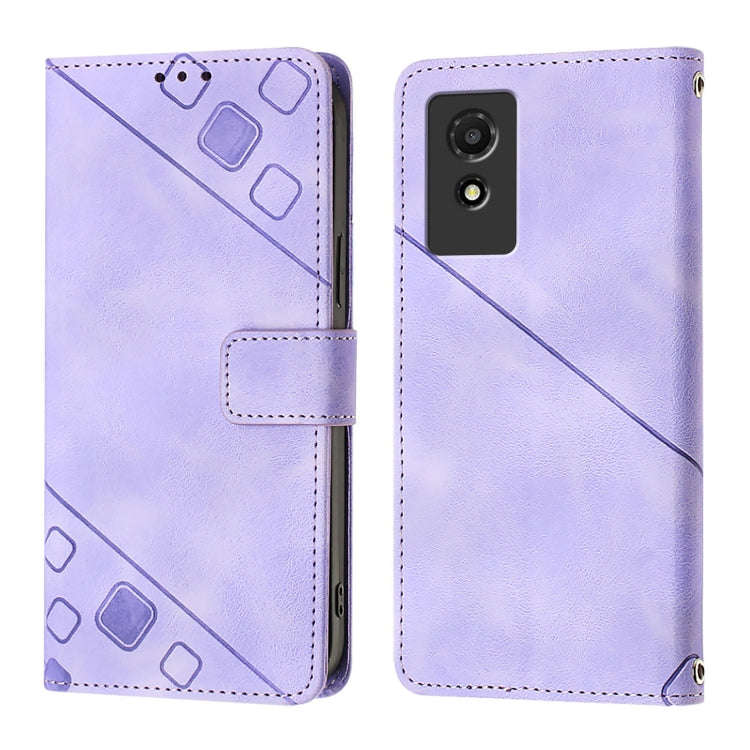 For TCL 501 Skin Feel Embossed Leather Phone Case(Light Purple)