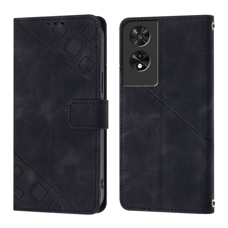 For TCL 505 Skin Feel Embossed Leather Phone Case(Black)