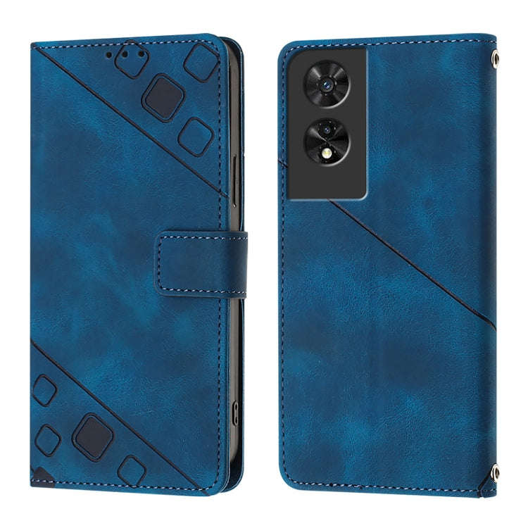 For TCL 505 Skin Feel Embossed Leather Phone Case(Blue)