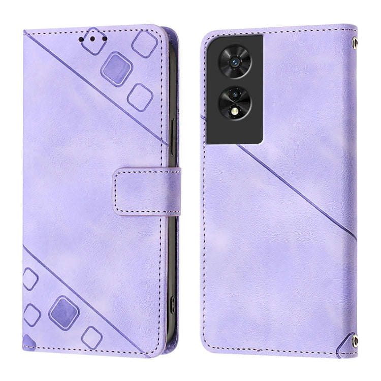 For TCL 505 Skin Feel Embossed Leather Phone Case(Light Purple)