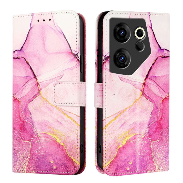 For Tecno Camon 20 Premier 5G CK9N PT003 Marble Pattern Flip Leather Phone Case(Pink Purple Gold)