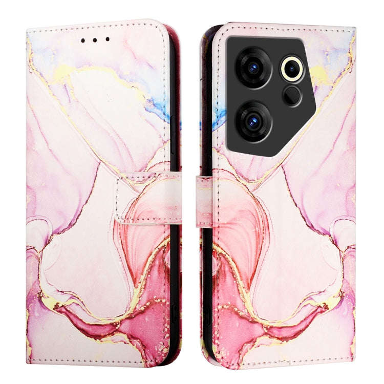 For Tecno Camon 20 Premier 5G CK9N PT003 Marble Pattern Flip Leather Phone Case(Rose Gold)