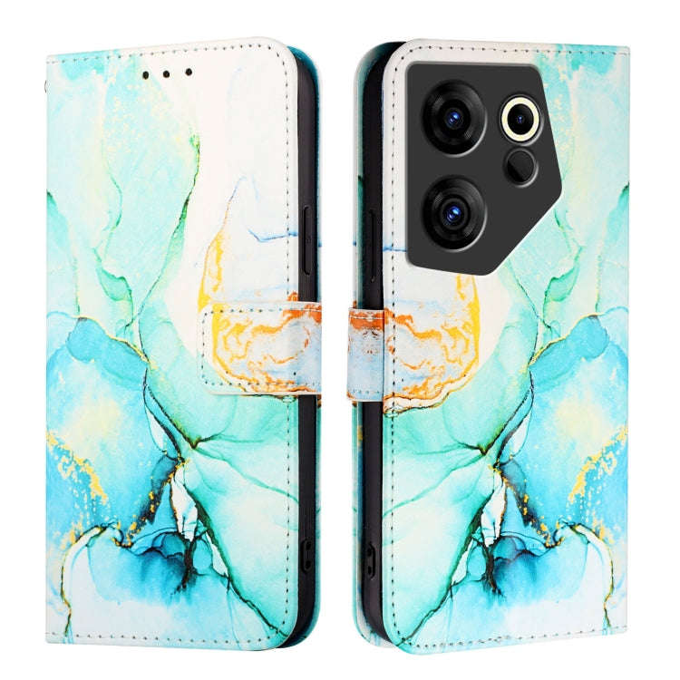 For Tecno Camon 20 Premier 5G CK9N PT003 Marble Pattern Flip Leather Phone Case(Green)