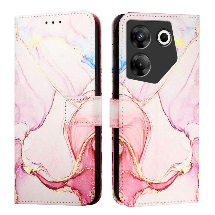 For Tecno Camon 20 Pro 5G PT003 Marble Pattern Flip Leather Phone Case(Rose Gold)