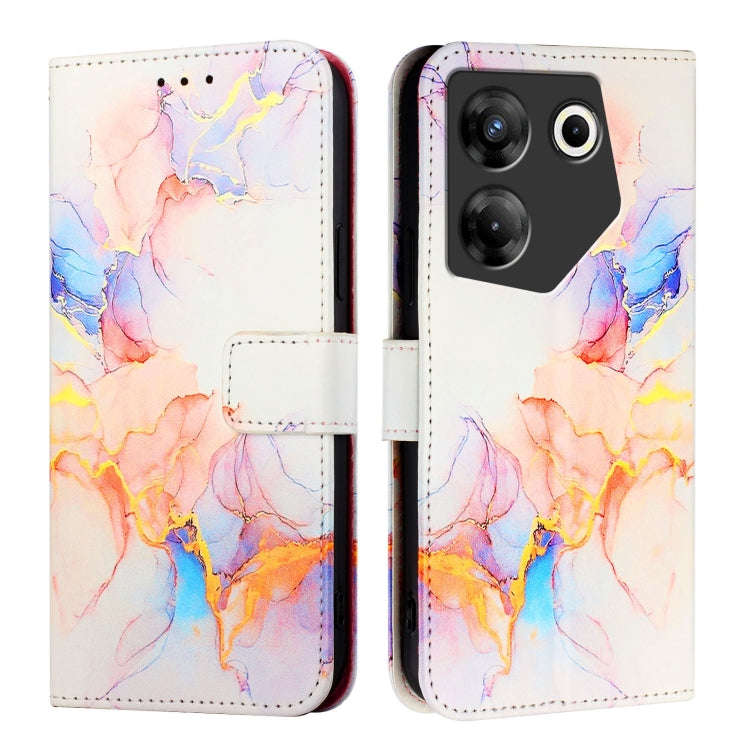 For Tecno Camon 20 Pro 5G PT003 Marble Pattern Flip Leather Phone Case(Galaxy Marble White)