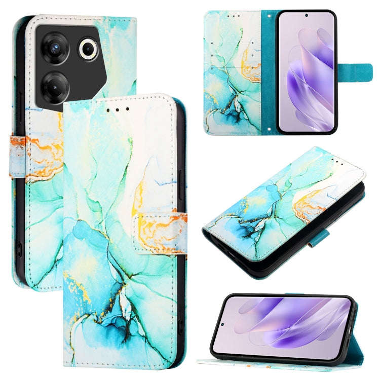 For Tecno Camon 20 Pro 5G PT003 Marble Pattern Flip Leather Phone Case(Green)