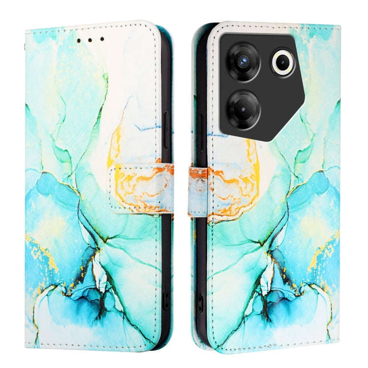 For Tecno Camon 20 Pro 5G PT003 Marble Pattern Flip Leather Phone Case(Green)
