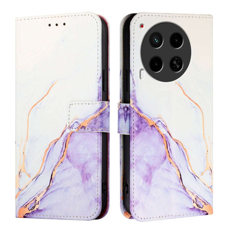 For Tecno Camon 30 5G / 4G PT003 Marble Pattern Flip Leather Phone Case(White Purple)
