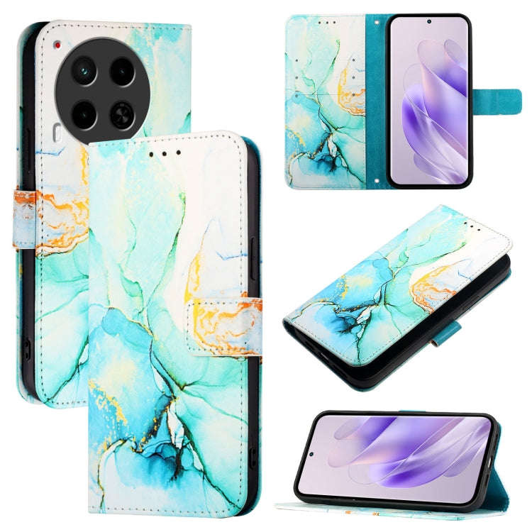 For Tecno Camon 30 5G / 4G PT003 Marble Pattern Flip Leather Phone Case(Green)
