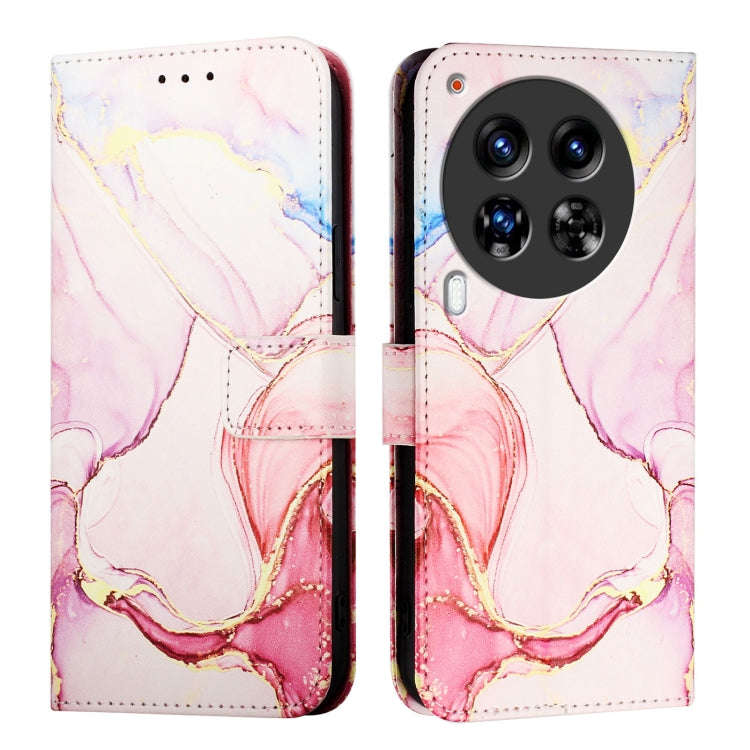 For Tecno Camon 30 Premier 5G PT003 Marble Pattern Flip Leather Phone Case(Rose Gold)