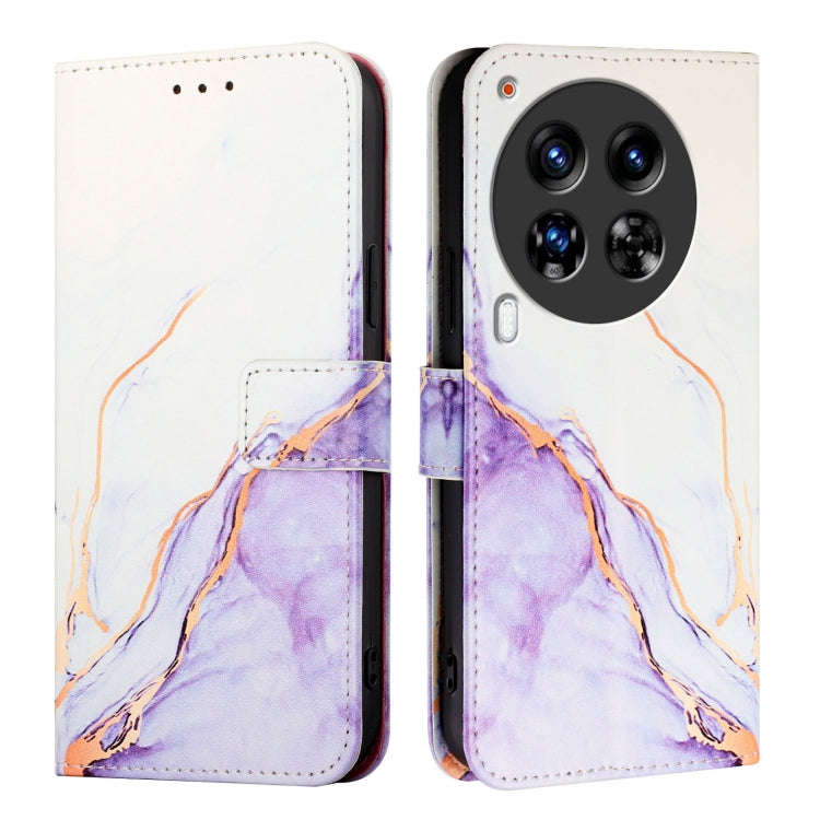 For Tecno Camon 30 Premier 5G PT003 Marble Pattern Flip Leather Phone Case(White Purple)