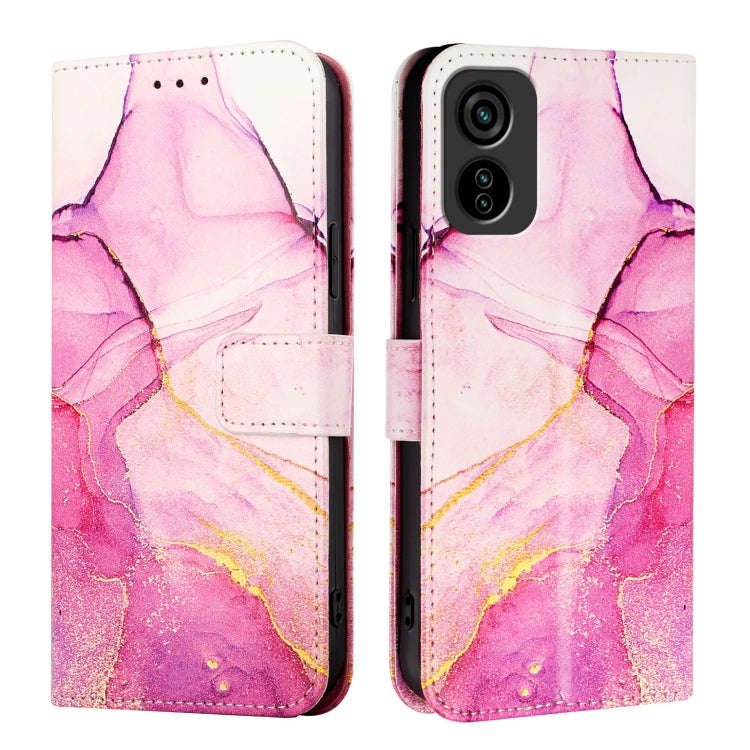 For Tecno Pop 6C / Itel A18 PT003 Marble Pattern Flip Leather Phone Case(Pink Purple Gold)