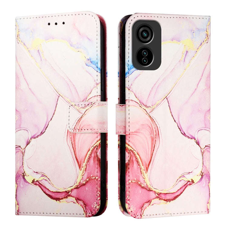 For Tecno Pop 6C / Itel A18 PT003 Marble Pattern Flip Leather Phone Case(Rose Gold)