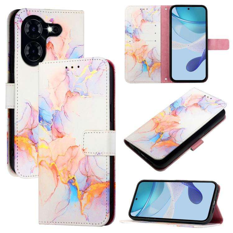 For Tecno Pova 5 4G PT003 Marble Pattern Flip Leather Phone Case(Galaxy Marble White)