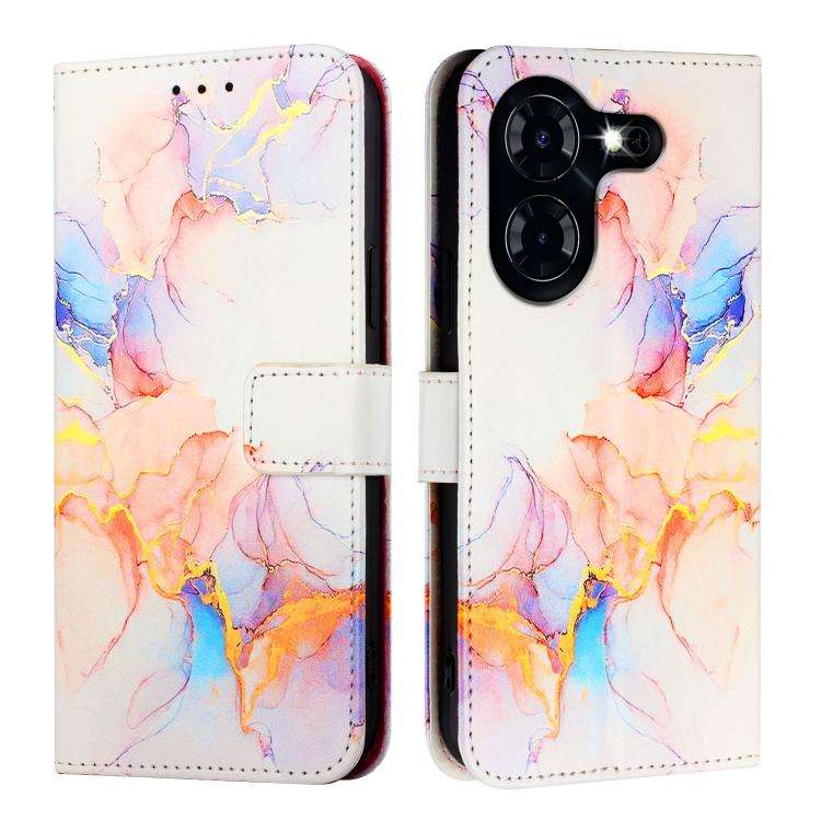 For Tecno Pova 5 4G PT003 Marble Pattern Flip Leather Phone Case(Galaxy Marble White)