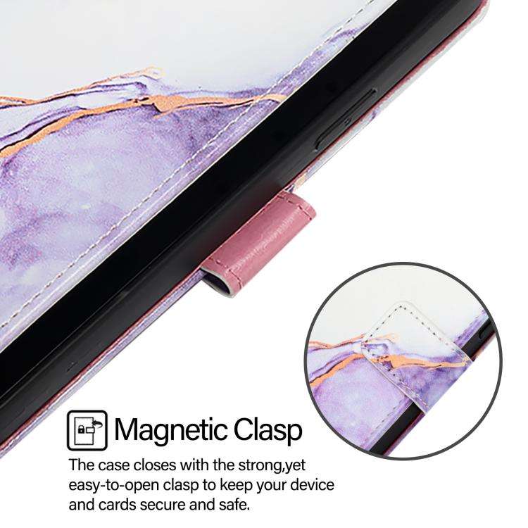 For Tecno Pova 5 4G PT003 Marble Pattern Flip Leather Phone Case(White Purple)