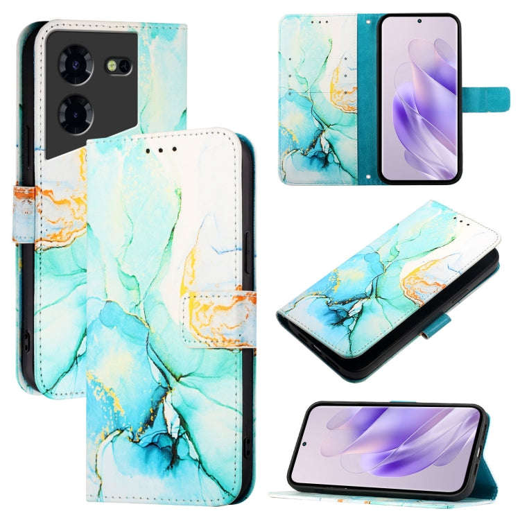 For Tecno Pova 5 4G PT003 Marble Pattern Flip Leather Phone Case(Green)