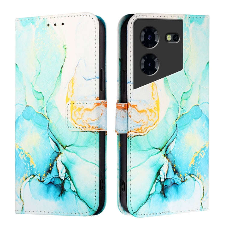 For Tecno Pova 5 4G PT003 Marble Pattern Flip Leather Phone Case(Green)
