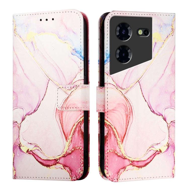 For Tecno Pova 5 Pro 5G PT003 Marble Pattern Flip Leather Phone Case(Rose Gold)