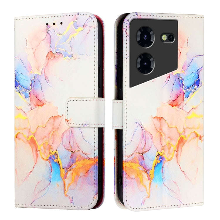 For Tecno Pova 5 Pro 5G PT003 Marble Pattern Flip Leather Phone Case(Galaxy Marble White)