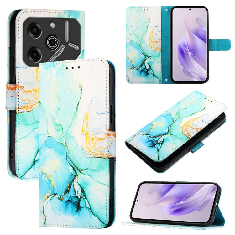 For Tecno Pova 6 5G PT003 Marble Pattern Flip Leather Phone Case(Green)