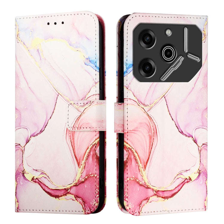 For Tecno Pova 6 Pro PT003 Marble Pattern Flip Leather Phone Case(Rose Gold)