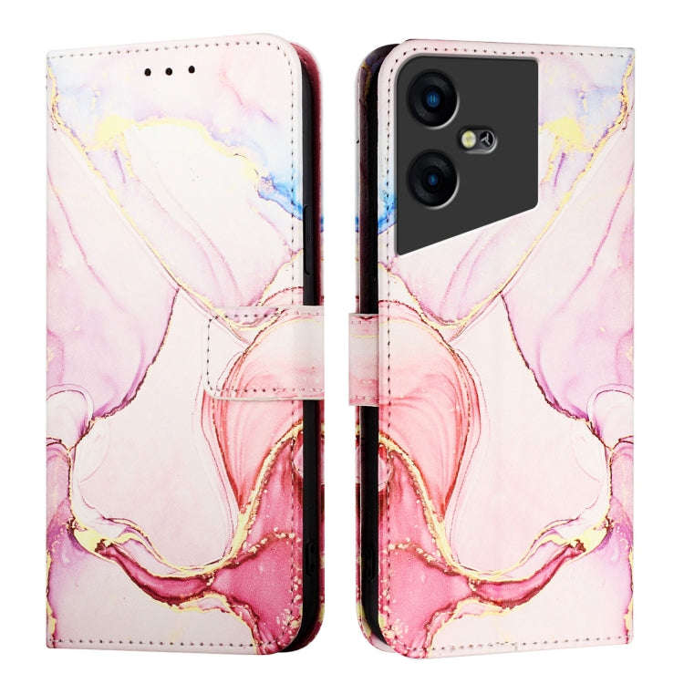 For Tecno Pova Neo 3 PT003 Marble Pattern Flip Leather Phone Case(Rose Gold)