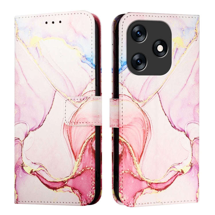 For Tecno Spark 10 4G PT003 Marble Pattern Flip Leather Phone Case(Rose Gold)