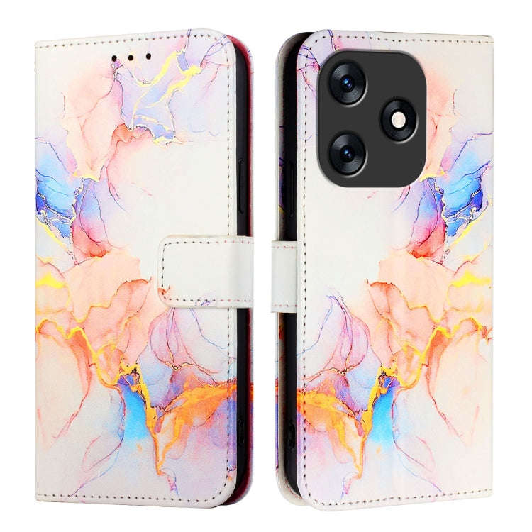 For Tecno Spark 10 4G PT003 Marble Pattern Flip Leather Phone Case(Galaxy Marble White)