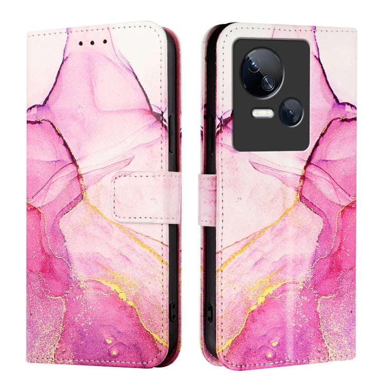 For Tecno Spark 10 5G PT003 Marble Pattern Flip Leather Phone Case(Pink Purple Gold)