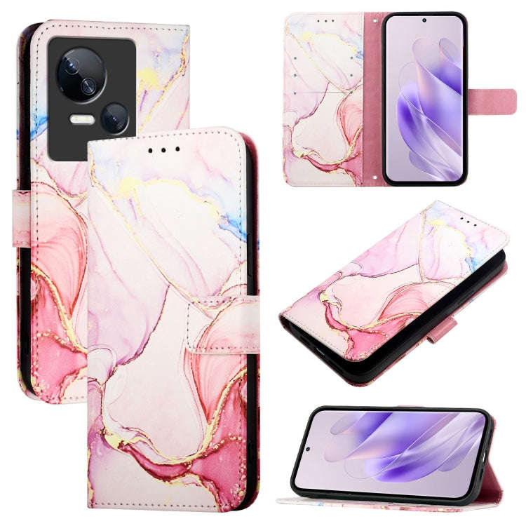 For Tecno Spark 10 5G PT003 Marble Pattern Flip Leather Phone Case(Rose Gold)