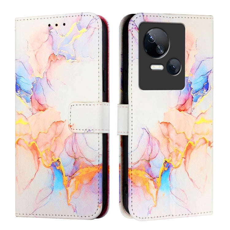 For Tecno Spark 10 5G PT003 Marble Pattern Flip Leather Phone Case(Galaxy Marble White)