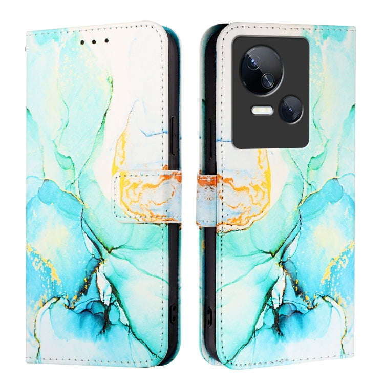 For Tecno Spark 10 5G PT003 Marble Pattern Flip Leather Phone Case(Green)