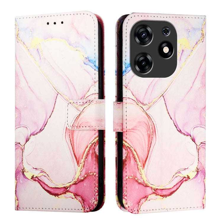 For Tecno Spark 10 Pro PT003 Marble Pattern Flip Leather Phone Case(Rose Gold)