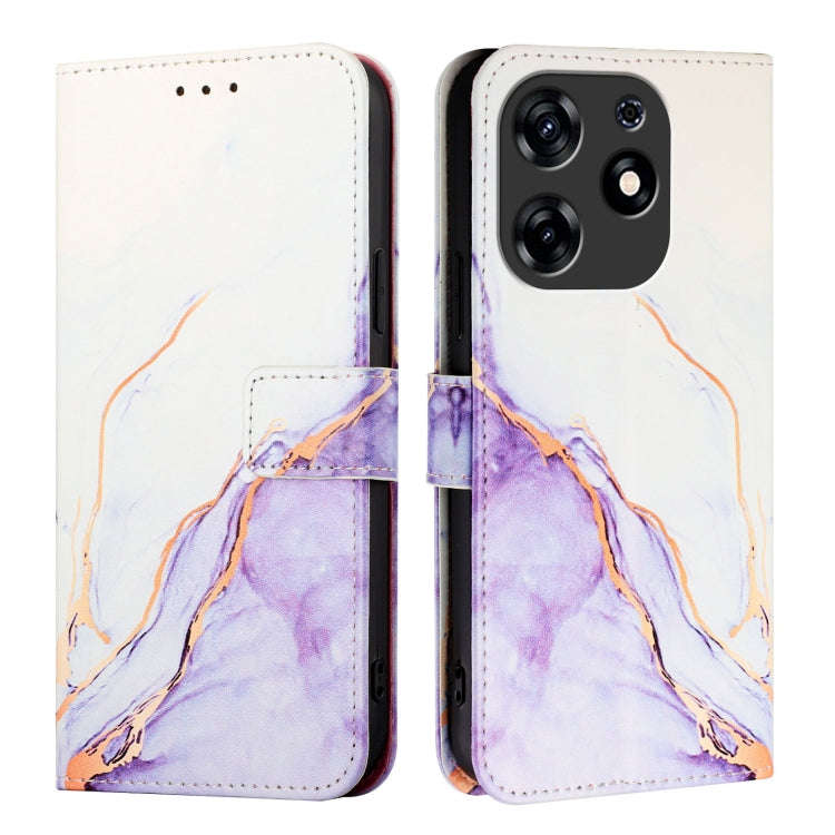 For Tecno Spark 10 Pro PT003 Marble Pattern Flip Leather Phone Case(White Purple)